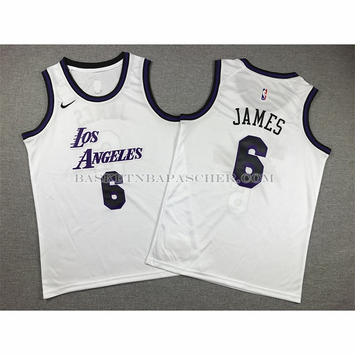 Maillot Enfant Los Angeles Lakers LeBron James NO 6 Ville 2022-23 Blanc